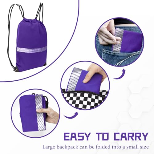 Image of AYKRM Purple Drawstring Backpack Bag work Sackpack
