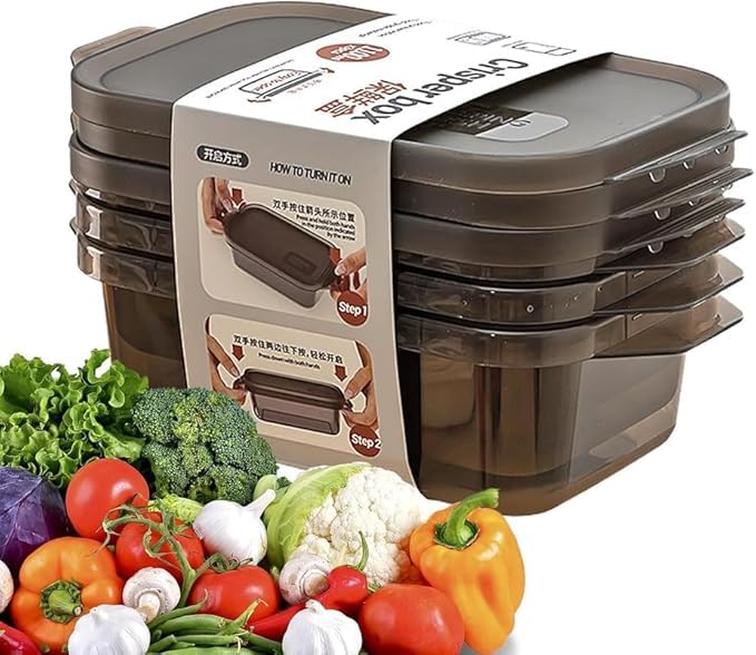 THE SR BRAND Plastic Food Storage Containers | Multipurpose Stackable Kitchen Storage Boxes | Airtight Refrigerator Organizer for Fruit, Vegetables, Cereal, and Snacks (Black-Set of 3)