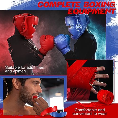 Image of Kanayu 14 Pcs Boxing Gloves and Headgear Set for Beginners Youth 16 Ounce Boxing Gloves Headgear Helmet Hand Wraps Mouth Guards Equipment for Beginners Training Equipment Gifts