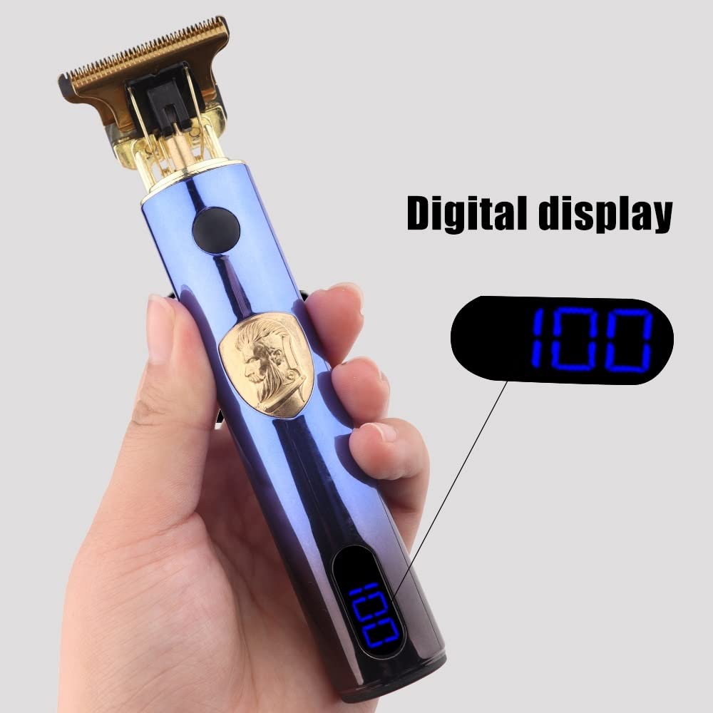 Maquina de Cortar Pelo Hombre, Máquina cortadora de pelo eléctrica con cabezal de aceite Retro recargable T9 LCD for peluquero(Sliver black)