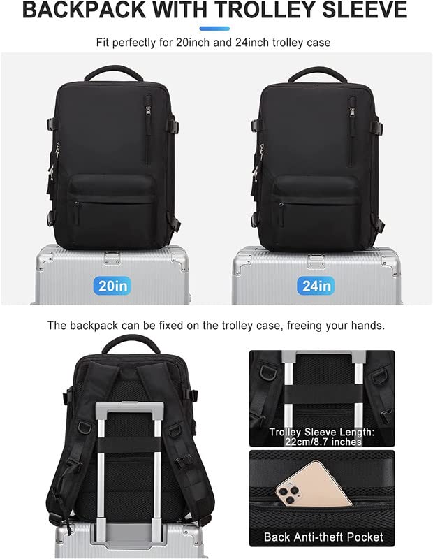 The Purple Tree Multifunction Waterproof Laptop Travel Backpack with Shoe Compartment, Shoulder Bag, 35 L Laptop Backpack with USB Charging, Flight Cabin Backpack, Antitheft Zipper Bag - Image 4 thumbnail