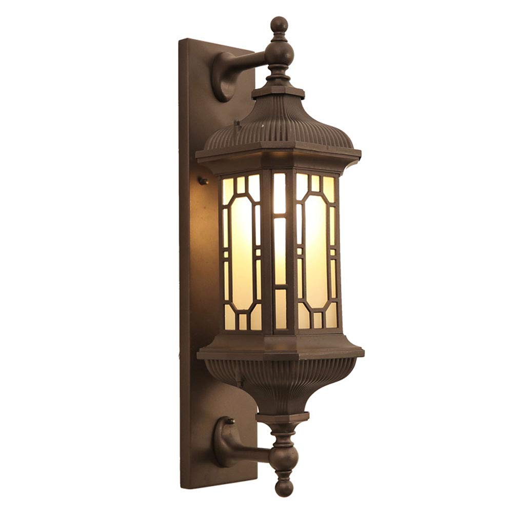 OZBMA Vintage Traditional Sconces Lighting Chinese Style Waterproof Wall Lantern Sconce Brown Outside Porch Light Lamp with Glass Shade for Garage, House (Base Included)