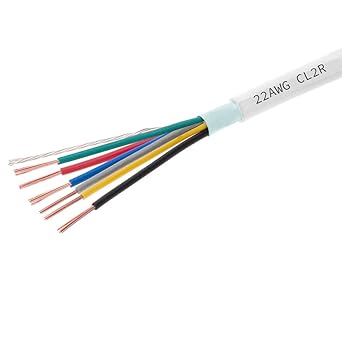 InstallerCCTV 22 AWG 6 Conductors Shielded Security Alarm Wire Cable, Riser Alarm Control Cable, 125ft Spool Full Copper for Fire/Sound/Security Burglar Station Wire Security