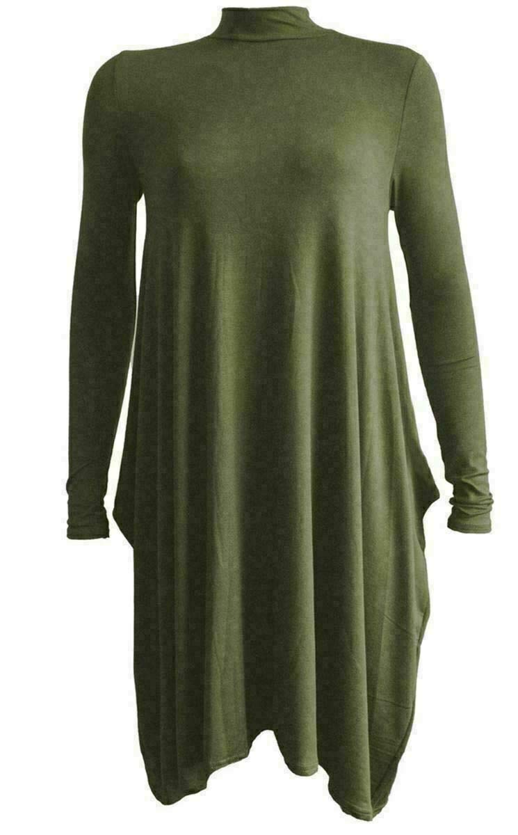 Ware the next Ladies Plain Turtle Polo Neck Flared Skater Dress Womens Long Sleeve Swing Skater Dress