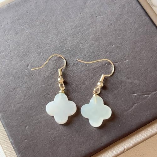 和田玉ピアスレディース翡翠 ヒスイ四つ葉天然石パワーストーン巾着袋付きプレゼントにも033R645