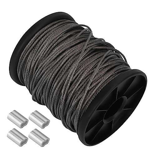 PRETYZOOM Aluminum Crimping Loop Sleeves 50m Stainless Steel Wire Spool Picture Frame Hanging Lifting Rope