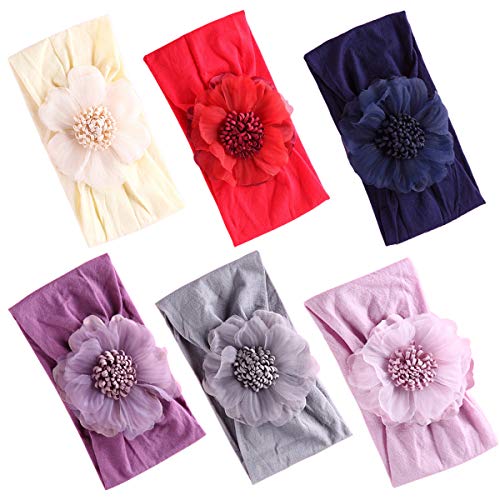 Baby Stretchy Headband Turban Knotted, Girl's Hairbands with Bows Big Hair Bow Headband for Infant Baby Girls (AM02)