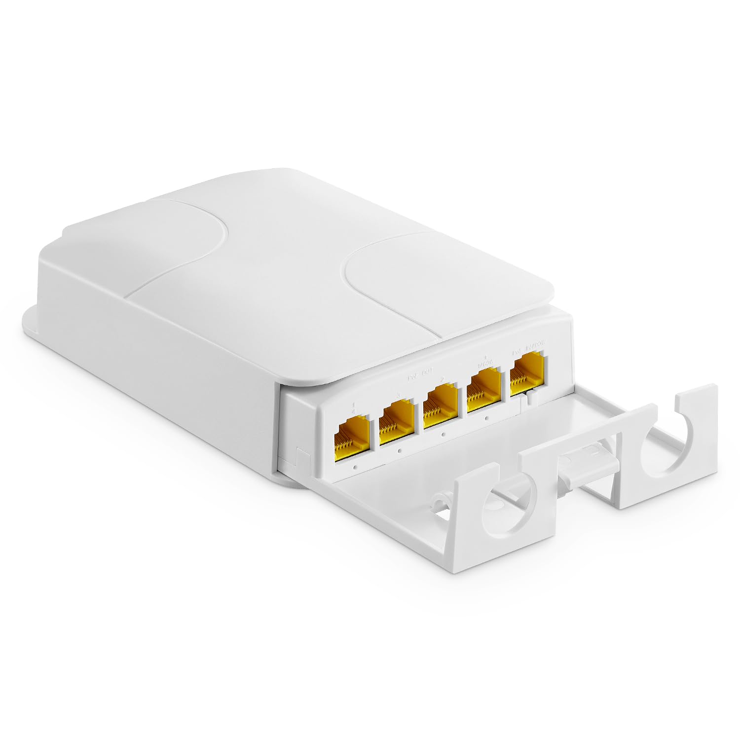 YuLinca Estensore PoE Gigabit a 5 porte per esterni, 1 PoE in 4 uscite PoE, IEEE 802.3 af/at/bt Ripetitore PoE 90W con 10/100/1000Mbps, Interruttore Passthrough POE impermeabile per montaggio a parete