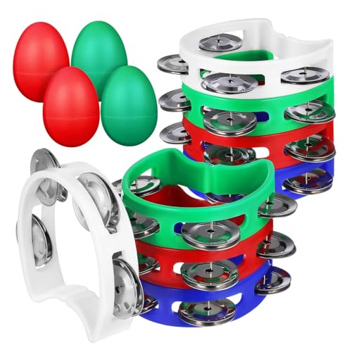 BESPORTBLE 8 Pcs Half Moon Tambourine Kit Lightweight Handheld Percussion Instrument for Egg Shakers for Music Classes Celebrations Parties