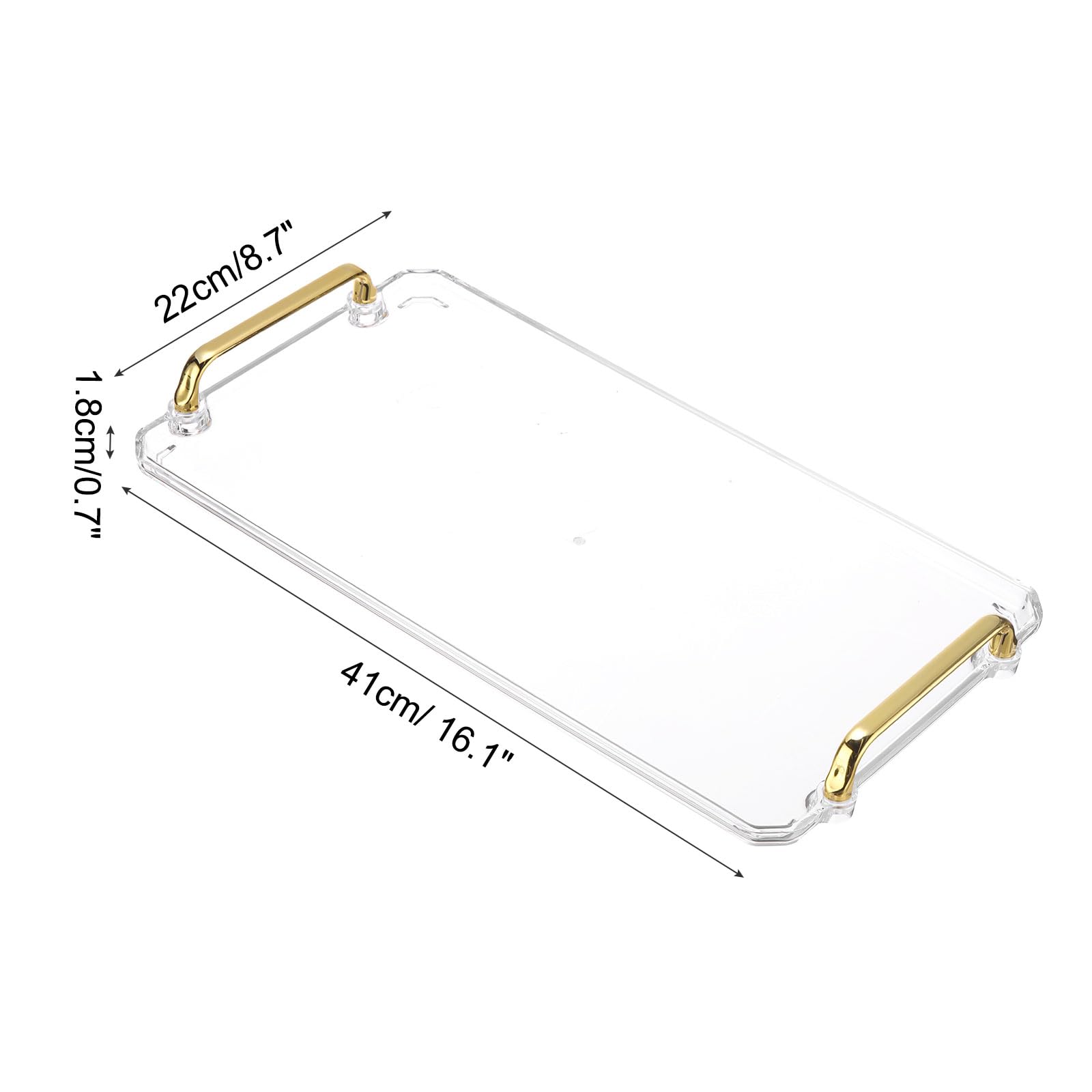 PATIKIL 16.1 x 8.7 Inches Plastic Serving Tray with Golden Handles - Image 2