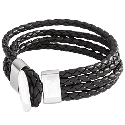 Preisvergleich Produktbild Lower East Herren-Armband Edelstahl Leder 21 cm - LE136-200