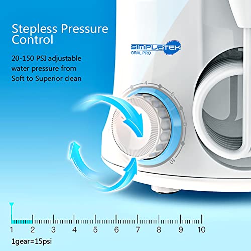 SIMPLETEK - Professionelle elektrische Munddusche mit einstellbarem Wasserstrahl mit 7 austauschbaren Köpfen mit 600 ml Tank – Bild 7