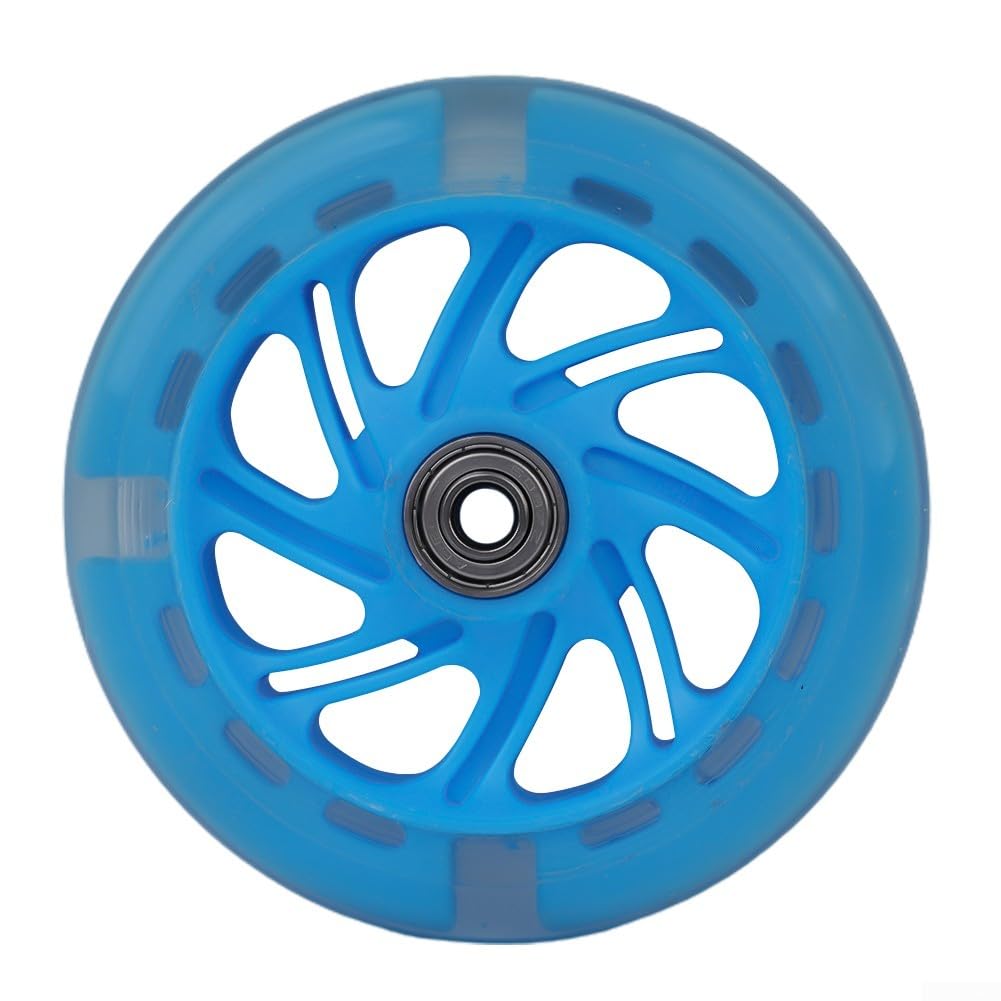 LED Flashing Scooter Wheel, 120x20mm PU Pair with ABEC-7 Bearings Alloy Spacer, Bright Light-Up Ride for Outdoor Skating Fun(Blue)