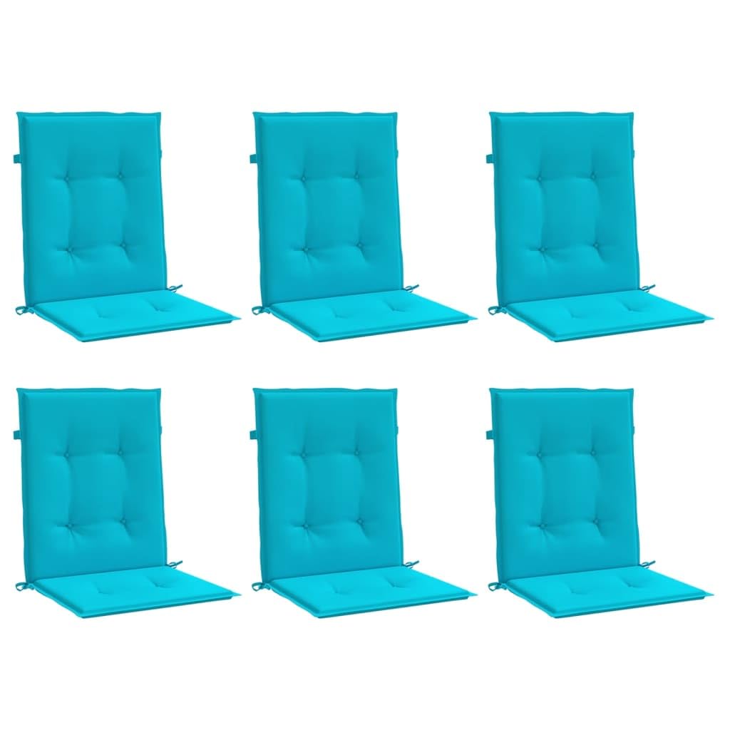 6 cuscini per sedia con schienale basso, in poliestere, 100 x 50 x 4 cm, con lacci antiscivolo ed elastico, impermeabili, per sedie da giardino, sala da pranzo, ufficio, interni ed esterni