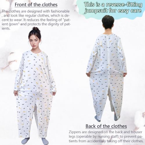Image of Unisex Anti-Strip Jumpsuit with Back and Leg Zipper,Suitable for Incontinence Care,Seniors,Alzheimer's,Dementia