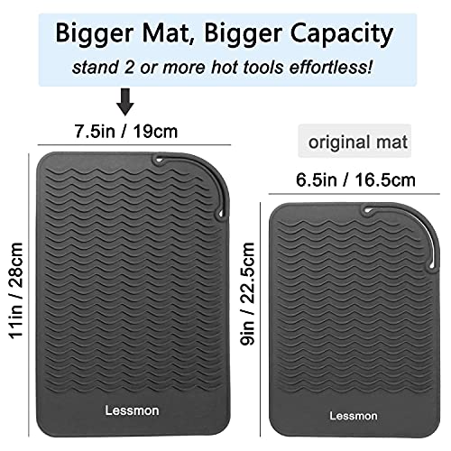 Image of Large Heat Resistant Mat for Curling Irons, Hair Straightener, Flat Irons and Hair Styling Tools 11 inch x 7.5 inch, Black
