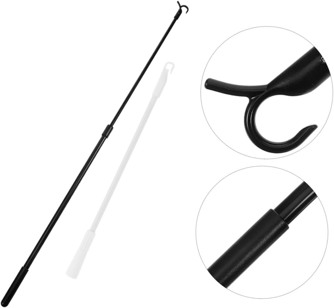 2pcs Aluminum Alloy Curtain Pull Rod and Blind Stick Opener Set, 60cm Telescopic Tilt Wand and 30cm Window Tilt Rod for Vertical Blind Replacement and Window Treatment Accessories