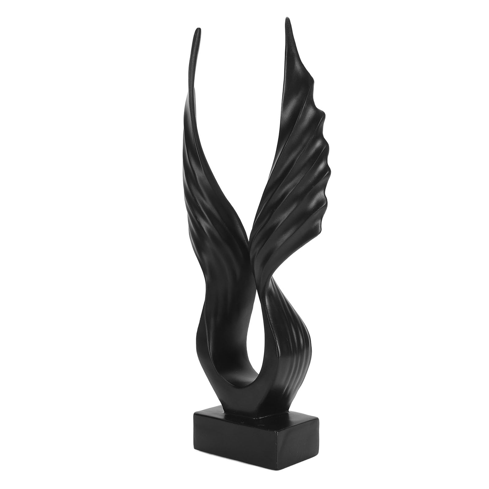 Statua ornamentale da scrivania, elegante decorazione astratta a forma di ala in resina vivida per ufficio (nero)