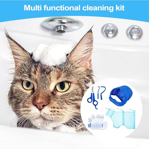 Bolsa de baño de gato y kit de ducha anti scratch con cortaúñas 3