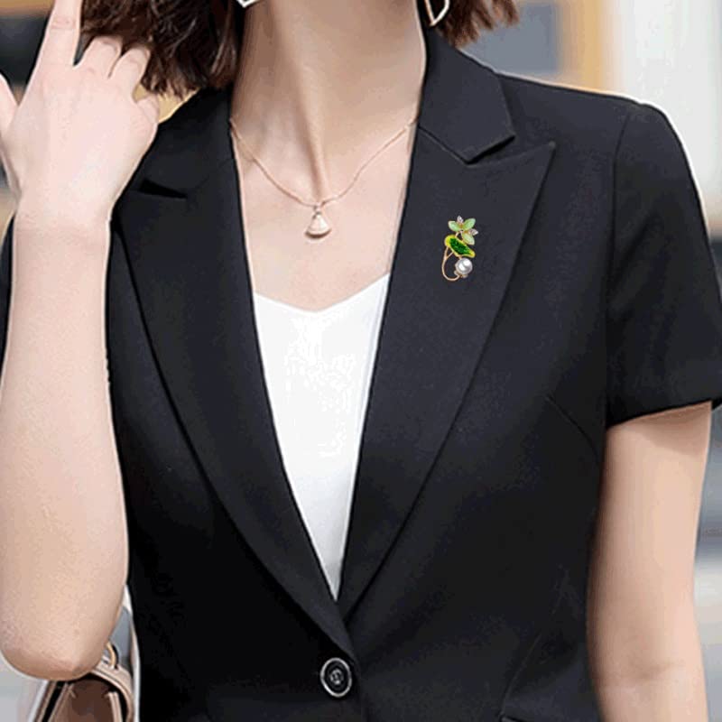 Broche femme feuille en alliage doré avec perles et strass élégants - 6