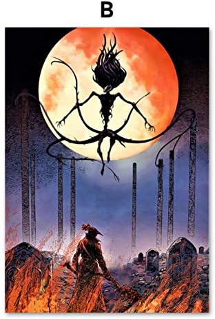 XWArtpic Bloodborne Dark Souls Video Game Poster Wall Art Canvas Painting Nordic Posters And Prints Wall Pictures For Living Room Decor B 60 * 80cm