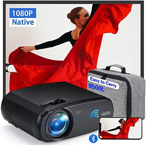 1080P HD Projector, 9500L 4K Projector for Outdoor Movies, Mini Projector with 5G WiFi and Bluetooth Support Dolby/Zoom/Correct Keystone, Compatible with HDMI, VGA, USB, SD Card, Laptop, iOS & Android