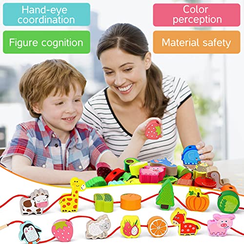 JIASHA Perline in Legno Giochi,42 Pezzi Perline