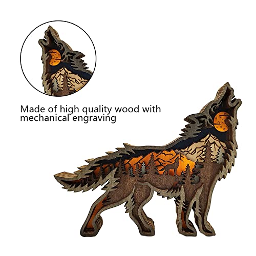 NA Wood Carving Wolf Ornament Howling Wolf Statue Wolf Gift for Living Room Decorative Home Accessories Desk Decoration - Image 3