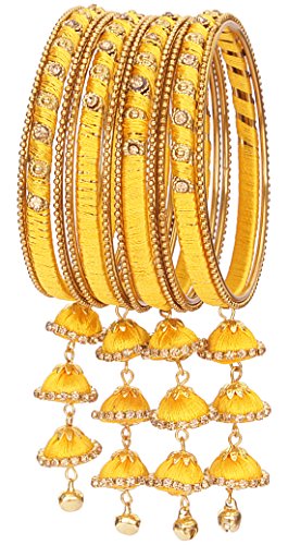 Image of NMII Get your traditions Valentine Gift for Girls & Women Silk Thread Bangle Set With Zircon For Womne & Girls