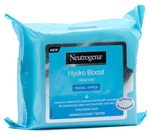 Neutrogena Hydro Boost, toallitas hidratantes con ácido hialurónico, loción no grasa, paquete de 25