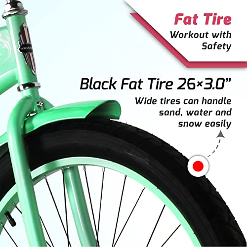 Bicicleta Tracer AVERA de playa para mujer, 26 pulgadas, monocarga, con neumáticos gruesos, para adultos (verde) miniatura 3