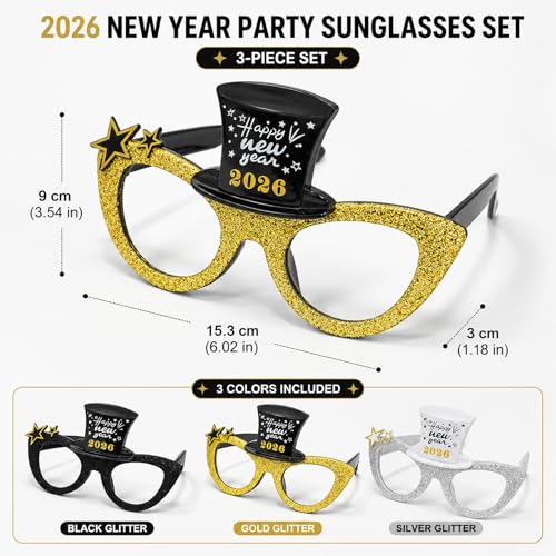 Lunettes de soleil fête Nouvel An 2026 pour animation originale de photomaton de réveillon - 2
