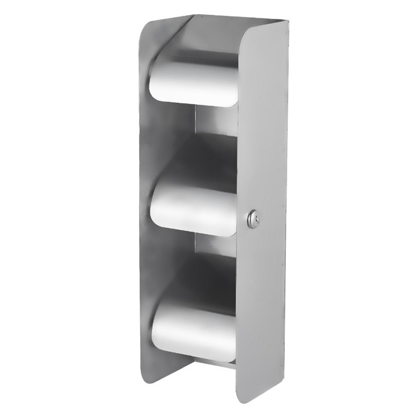 Porta Carta igienica Distributore di Carta igienica in Acciaio Inox Decor Organizer Bloccabile Contiene 3 Rotoli di Carta igienica, Argent