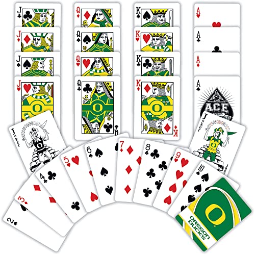 Image of Masterpieces Oregon Ducks Playing Cards - Official NCAA Licensed 54 Card Deck, Standard Size Poker Cards, Custom Oregon Ducks Face Card Designs, Durable Cardstock, Oregon Ducks Game Night Set
