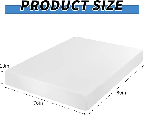 Miniatura 9 de CL.HPAHKL Colchón de espuma viscoelástica de gel de 10 pulgadas, colchón tamaño individual con funda suave extraíble, colchones de firmeza media,