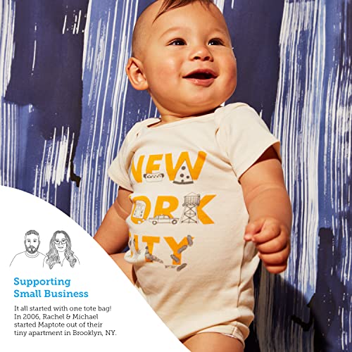 MAPTOTE Map One Piece-Unisex Baby Organic Cotton Short Sleeve Bodysuits-Various Sizes 3-18 Months-City Specific-Made in USA3