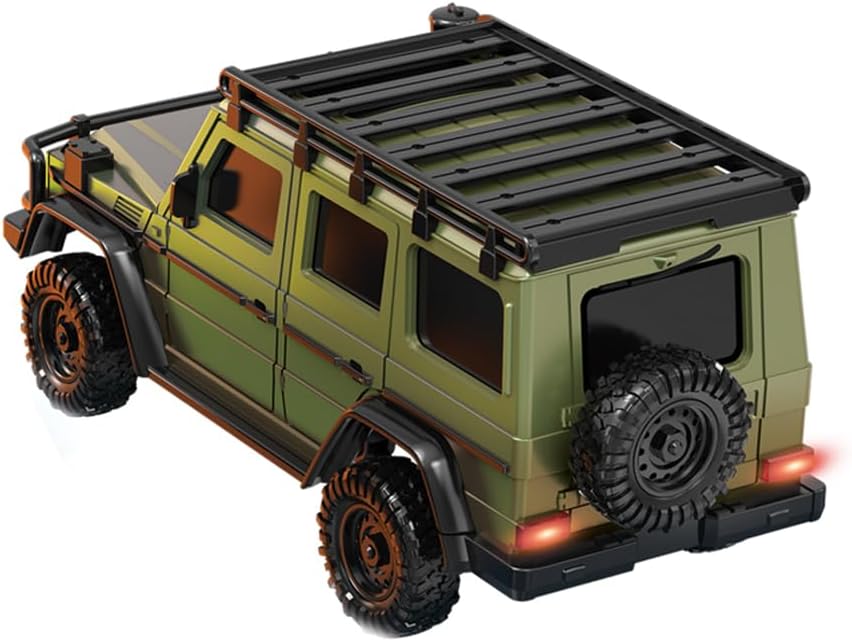 Helixsun 1/43 Scale 2.4G 4WD RC Rock Crawler Model, Featuring Simulated Lighting System, Remote Control Capability, Dual Body (Green)