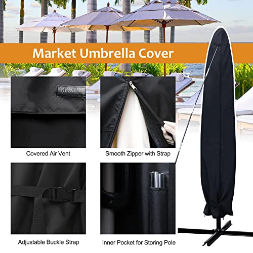 NettyPro Patio Umbrella Cover Outdoor Waterproof Market Umbrella Parasol Cover Fits 10ft to 12ft, Black by NettyPro - Used condition - Image 5