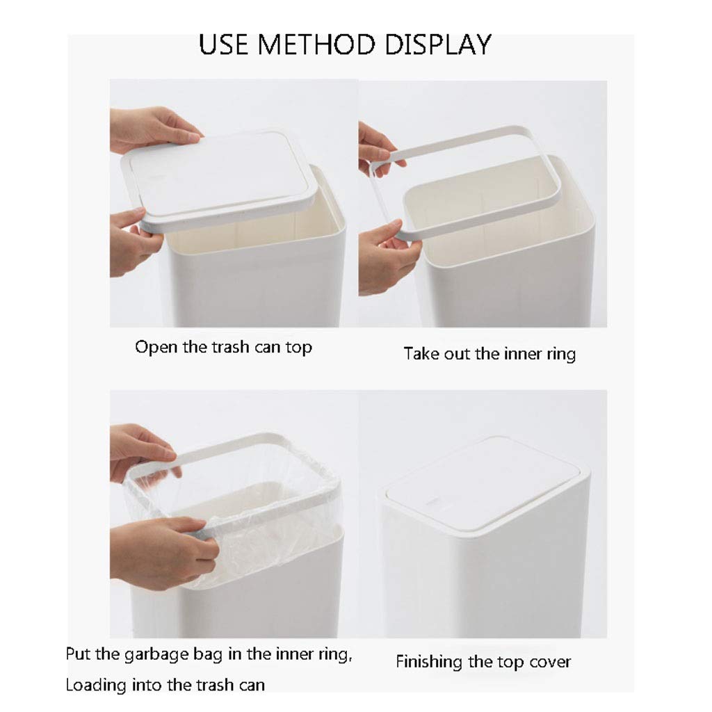 Kosz na śmieci Sturdy Plastic Case,small Office Box Made Of Durable Plastic,practical Storage Box,bathroom Living Room,kitchen Or Children's Room,white L Trash Can do segregacji śmieci