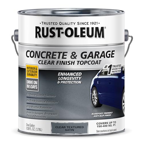 Rust-Oleum 380896 Concrete & Garage Clear Finish Topcoat, Gallon, Textured Satin Clear
