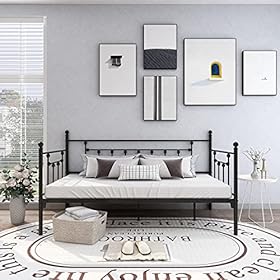 Metal Daybed Frame Twin Size with Steel Slats Platform Furniture,Black 51+ut1fMEAL. SS280