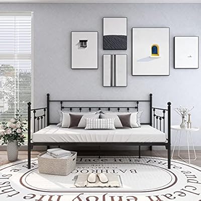 Metal Daybed Frame Twin Size with Steel Slats Platform Furniture,Black 51+ut1fMEAL. SS400