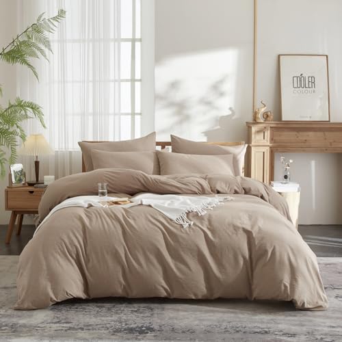 Housse de couette lin et coton bio taupe pour lit King Size - 3