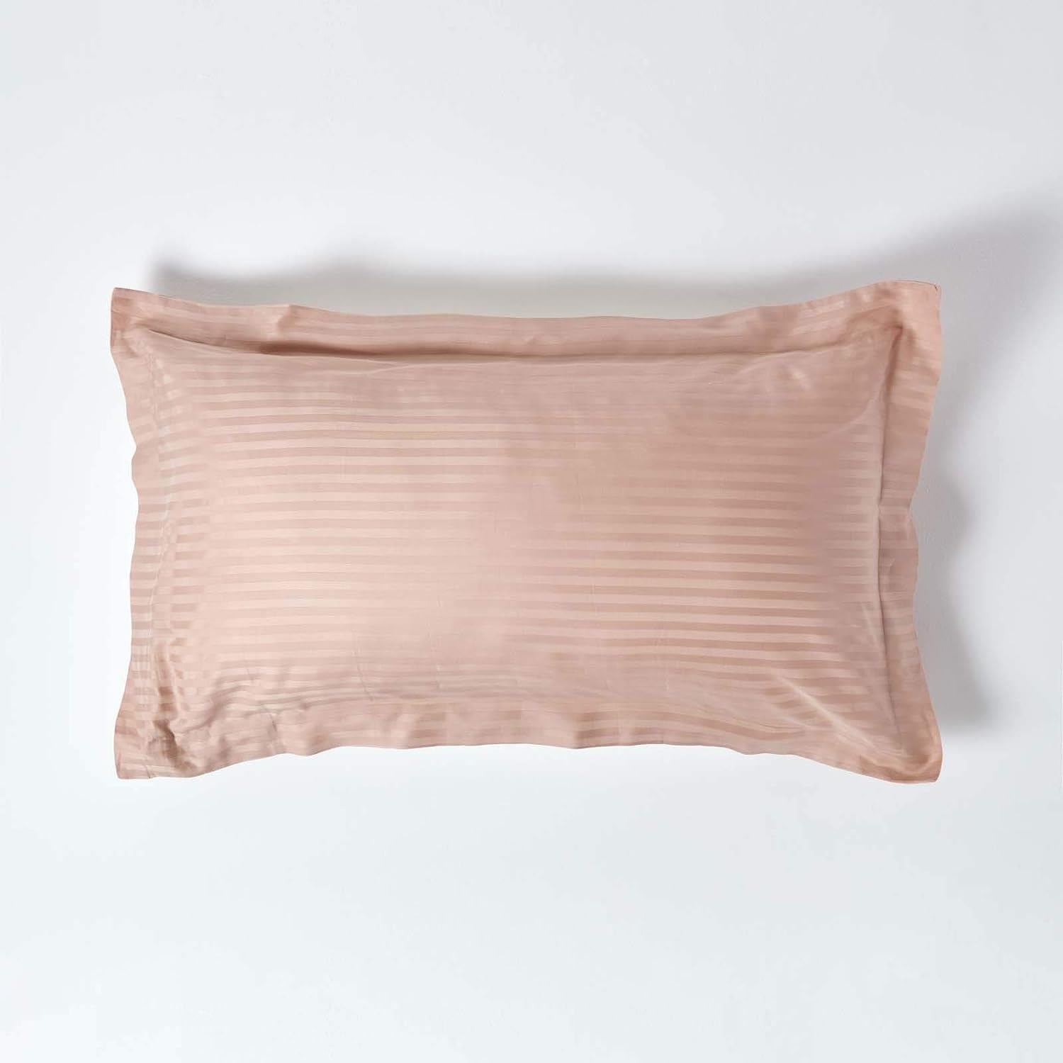 HOMESCAPES Taupe Brown Pure Egyptian Cotton King Size Oxford Pillowcase 330 TC 500 Thread Count Percale Equivalent Satin Stripe Pillow Case Pack of 2