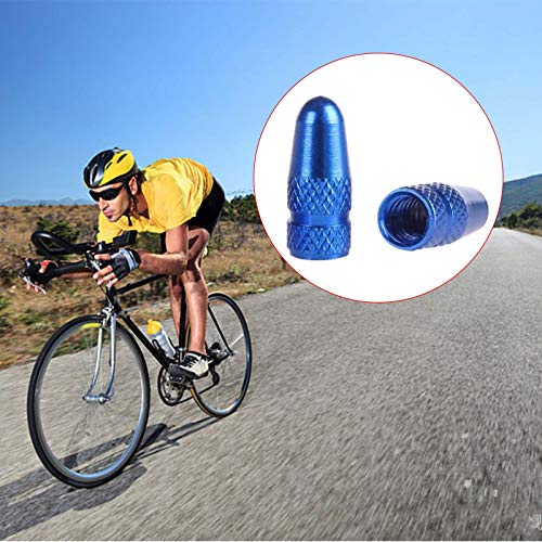 10 Pack Aluminum Bike Valve Caps,Presta Wheel Rim Tyre Stem Air Valve Caps For Mtb Road Racing Bicycle, Rocket Style-Blue/Black #TOP3