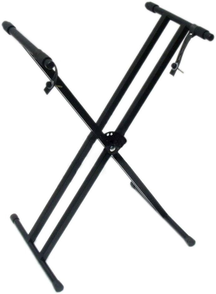 Glarry Adjustable Metal Music Keyboard Electric Piano Dual Tube X Stand Standard Rack