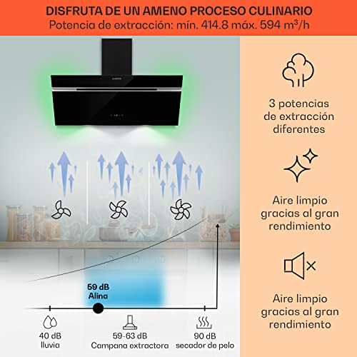 Klarstein-Alina-Campana-Extractora-90-cm-Extractor-Cocina-de-Pared-Filtro-de-Carbono-Eficiencia-Clase-A-Potencia-594mh-RGB-y-Luces-LED-Campanas-Extractoras-Potentes-para-Cocinas-Extractores