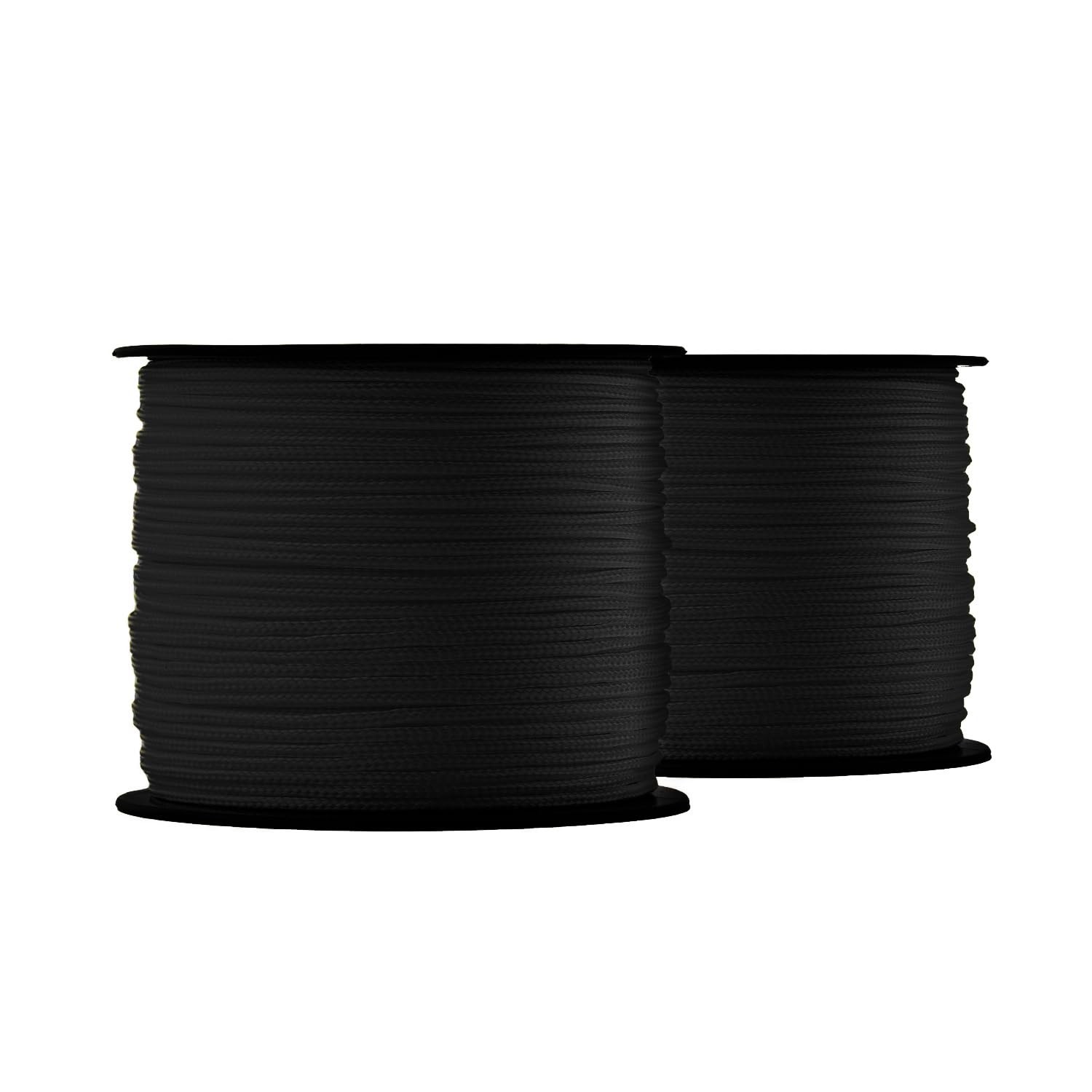 SNURO Nylon rope (1 mm, 100 m, black, 2 pieces) - black rope made of robust, braided polyamide - weatherproof - wall rope - breaking force 30 kg