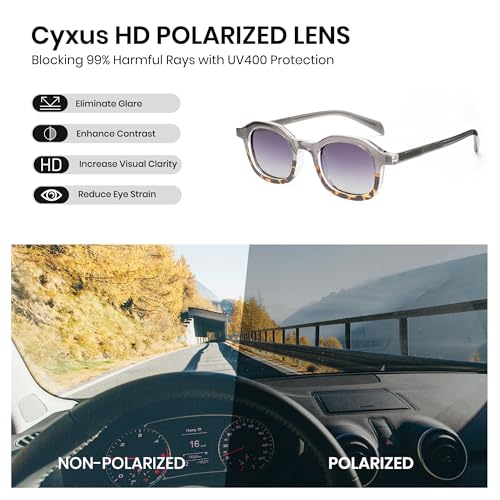 Image of Cyxus Sunglasses for Women Men Polarized Round Retro Vintage Stylish UV400 Protection TR P1559