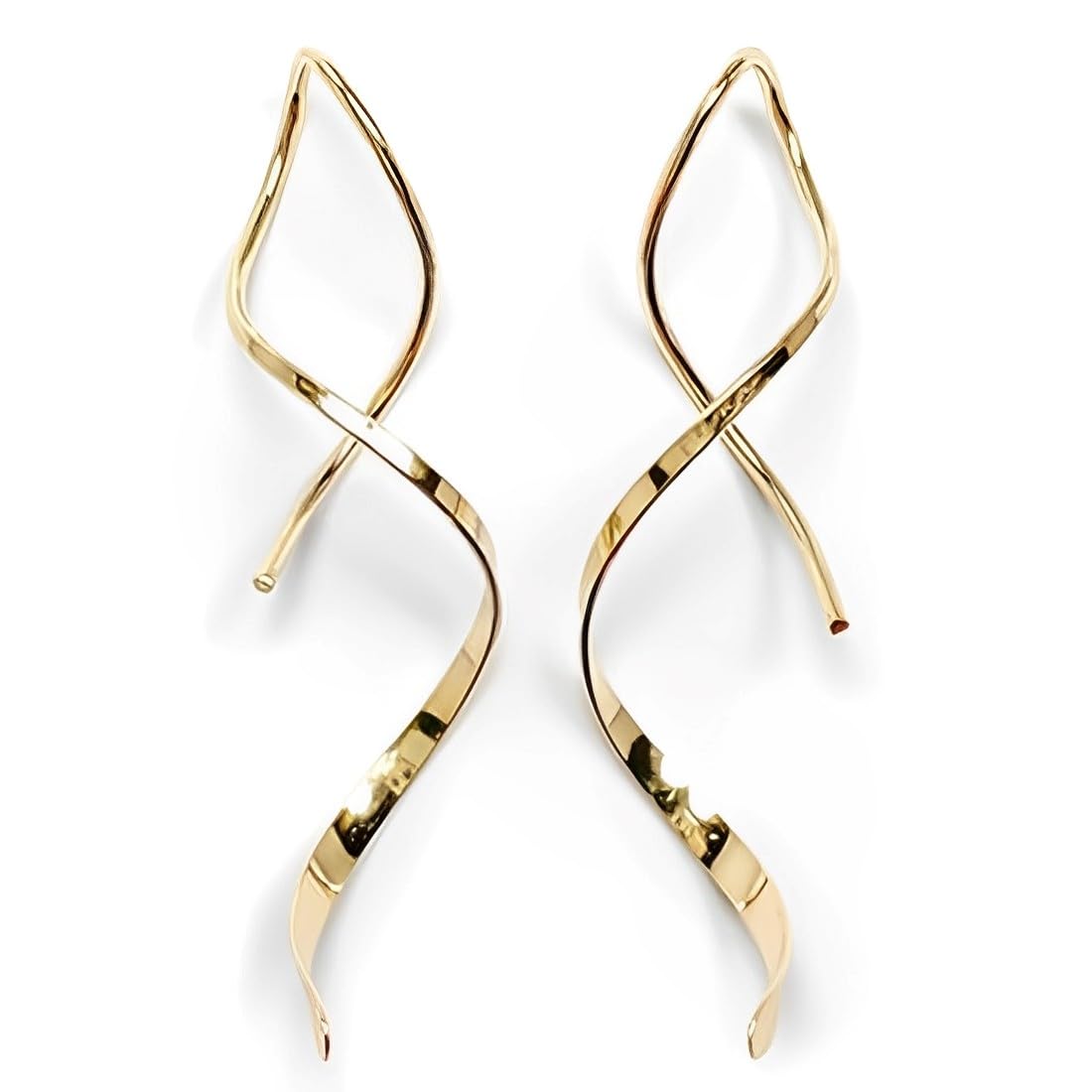 EUYRVAW Pendientes dorados largos,pendientes,1 par de pendientes largos con forma de onda en color dorado - Elegantes pendientes para mujeres, Mujeres y Niñas (Oro)